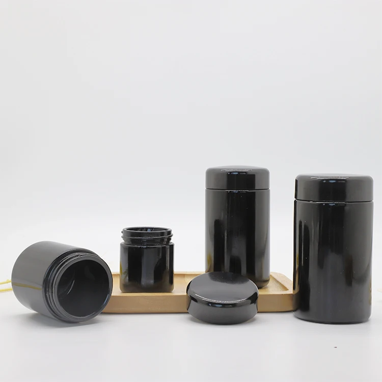 smellproof 200ml glass jar dark violet jar black cosmetic cream container with bakelite lid childproof lid