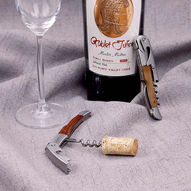 Premium Wood Handle Bottle Opener and All-in-one Sommelier corkscrew waiters corkscrew with nature olive  handle