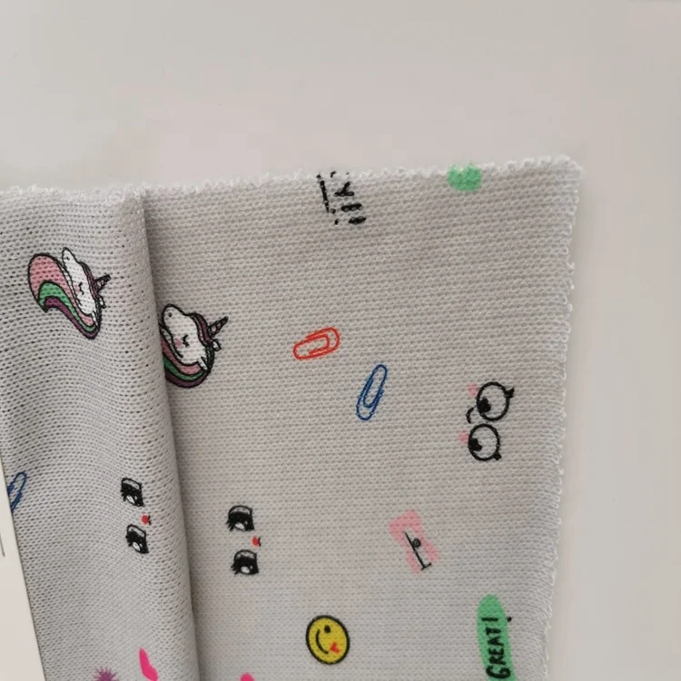 unicorn rainbow high quality breathable polyester hacci jersey fabric cute cartoon digital print fabric