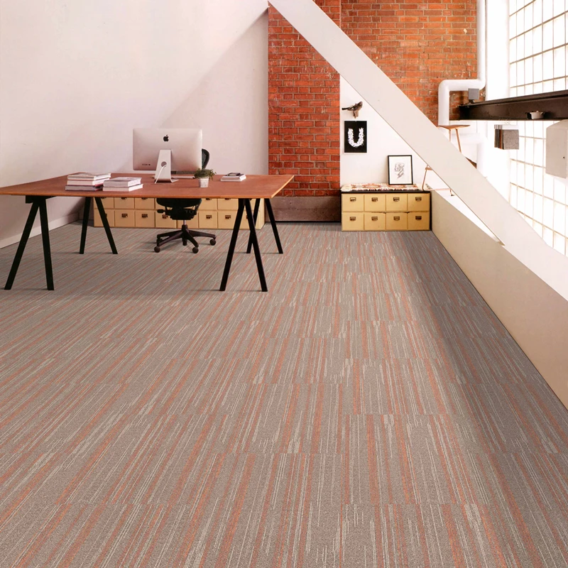 Stripe fireproof Nylon material PVC backing carpet tiles commercial