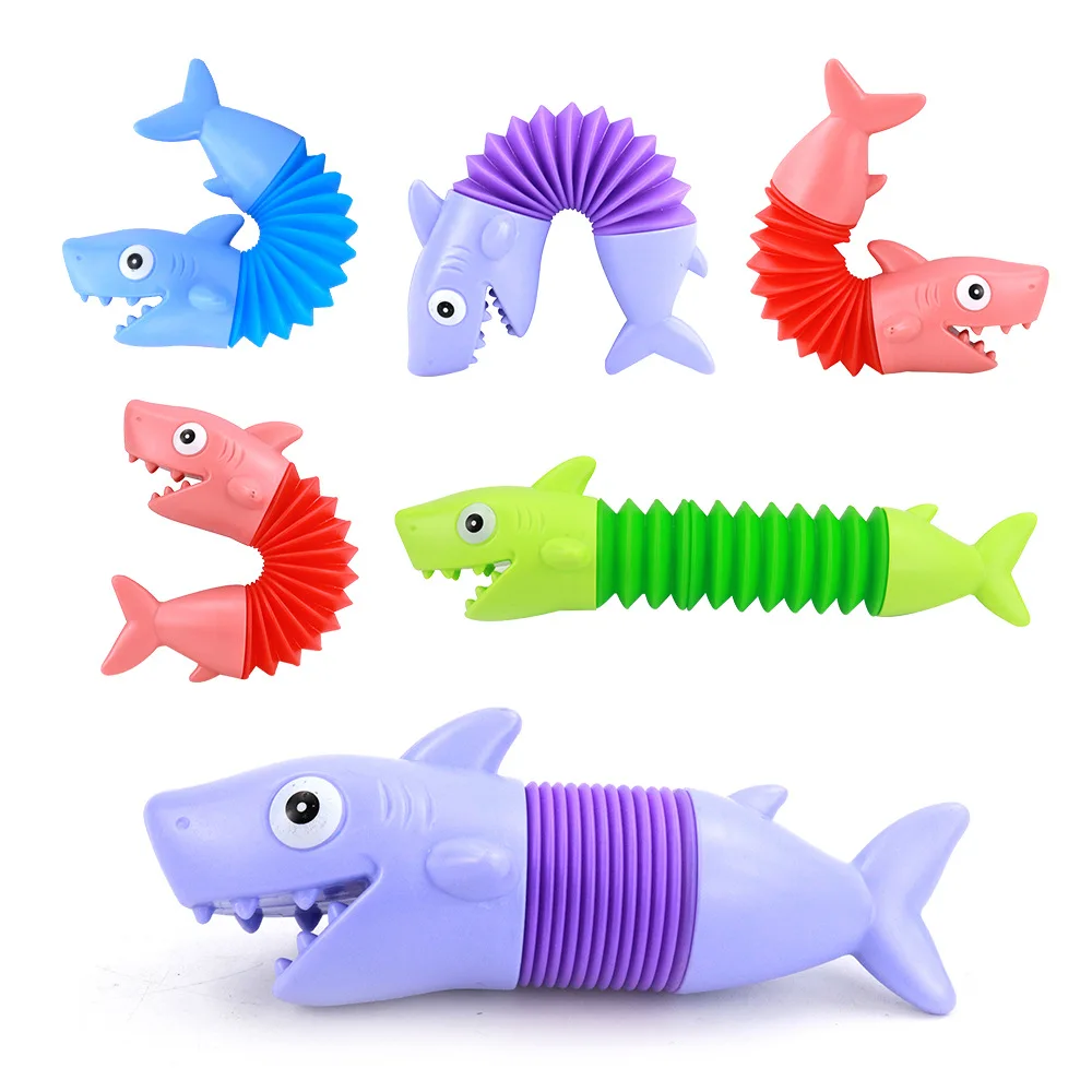 Pop tubes animal fidget toys Dinosaur Dog giraffe dolphin shark crocodile newest stretch pipe fidget pop tube toy for kids