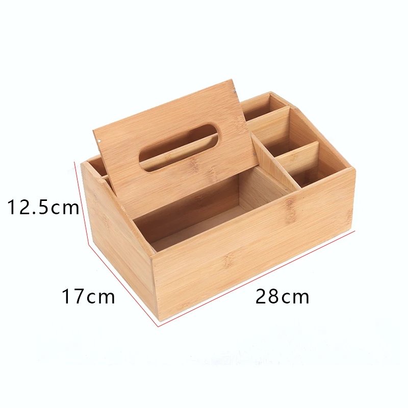 Multi-purpose Bamboo Wood Desktop Storage Box makeup pen mobile phone Bamboo Storage Tissue Box