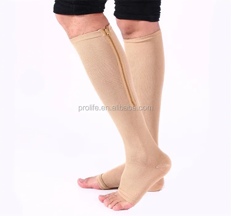 
ProLife Medical Knee-high Open Toe Compression Socks Zipper 20-30mmHg 