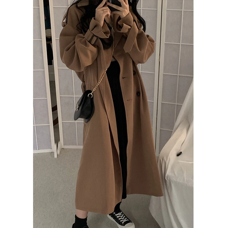 Женский классический двубортный элегантный повседневный весенний черный тренчкот женская одежда