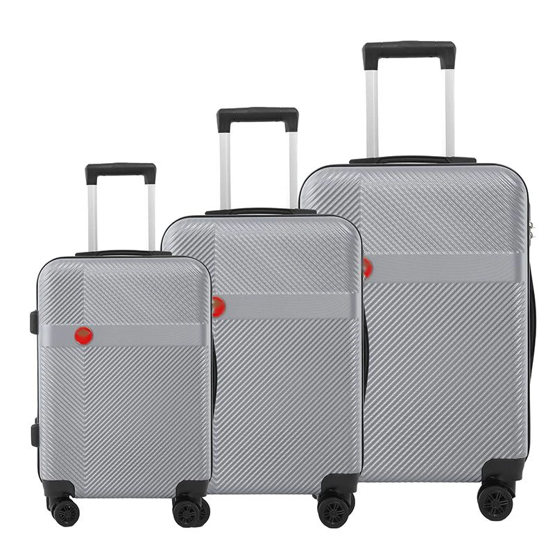 China Quality Tsa Lock Durable Lightweight Suitcase Cross Stripe ABS 3 Piece Luggage Set for sale
