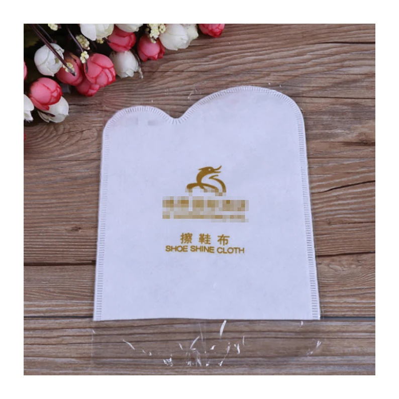 Portable disposable strict process requirements hotel amenities white shoe mitt hotel shoe shine cloth