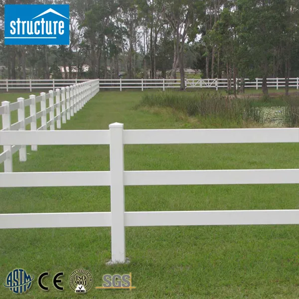 2/3/4 Rails Plastic Vinyl PVC Horse Livestock Paddock Post Ranch Mesh Fence Panels Galvanized Metal Wood Cheap Security Garden
