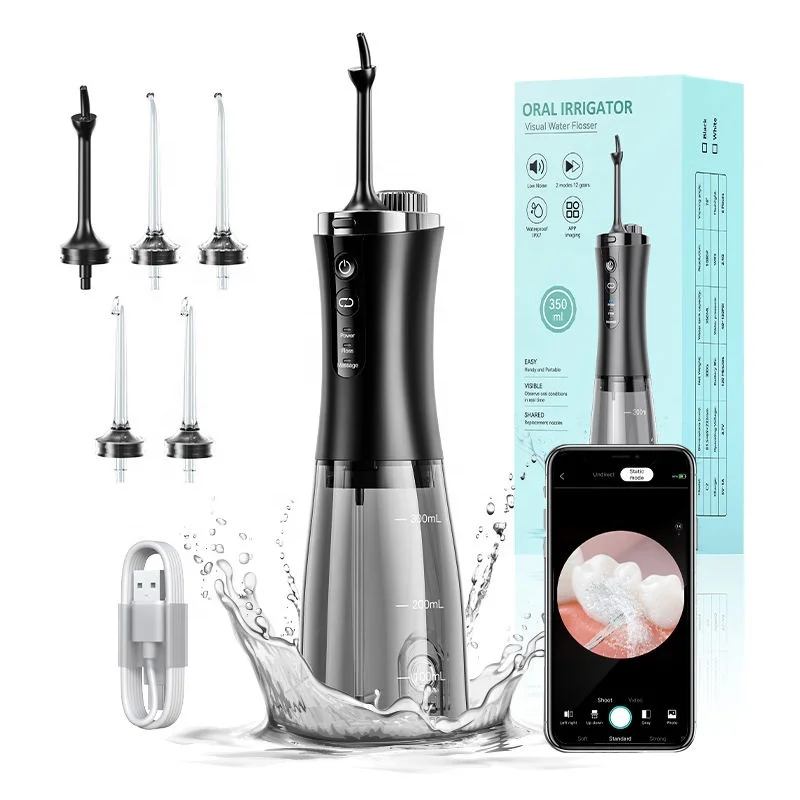 C2 Oral Irrigator with Camera 350ML IPX7 Teeth Cleaning Rechargeable Electric Portable Water floss Cordless Dental Water Flosser
