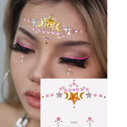 Unique Design Diamond Sticker Rhinestone Decorative Colorful 5D Tattoo Jewels Festival Body Eye Chest Crystal Face-Gem