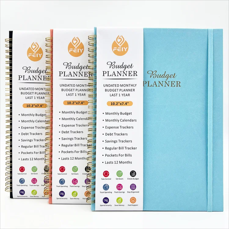 Customizable 88 Sheets Spiral Hard Bound Budget Planner Waterproof Paper Foil Stickers Office School Designer Money Day Gift