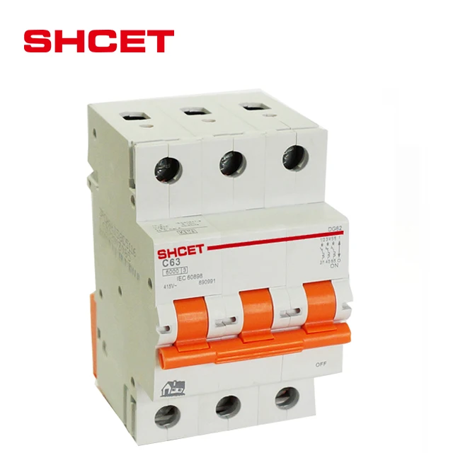 Cheap price single phase 2 way 3 phase AC electrical mini miniature circuit breakers  mcb from SHCET