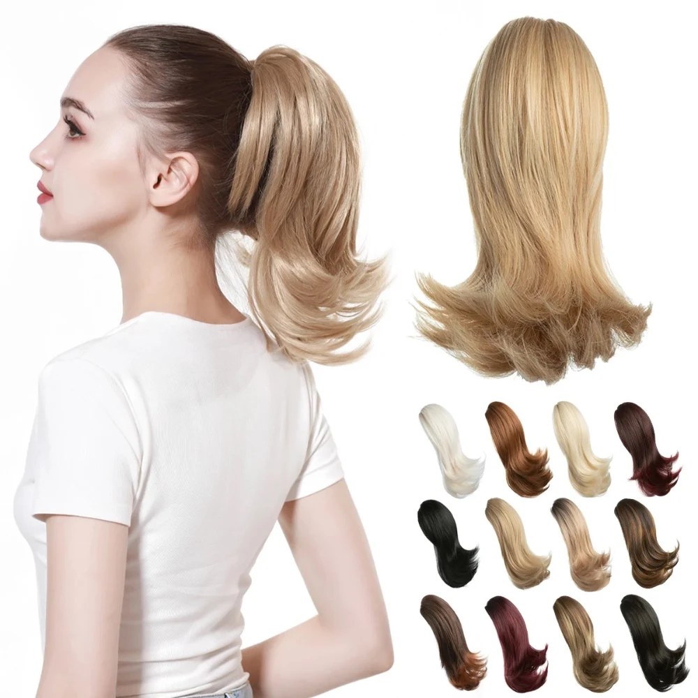Meiwei 2021 Jaw claw clip woman high hair ponytail natural color pre plucked water curl short ponytails extension