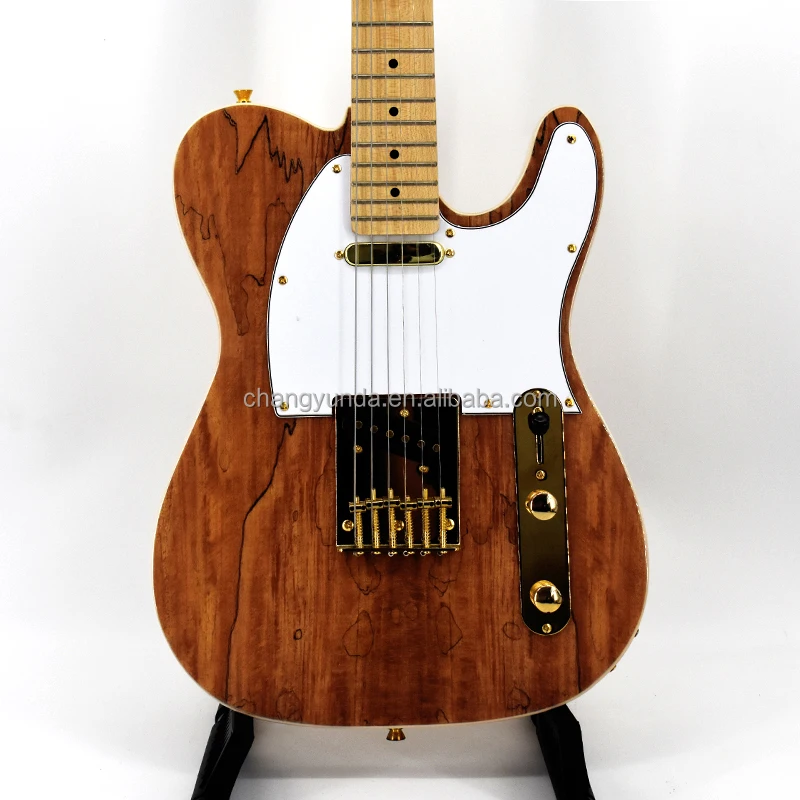 Krait  6 string tele electric guitar Spalted Maple top golden hardware Wholesale guitar basswood body maple neck OEM guitar