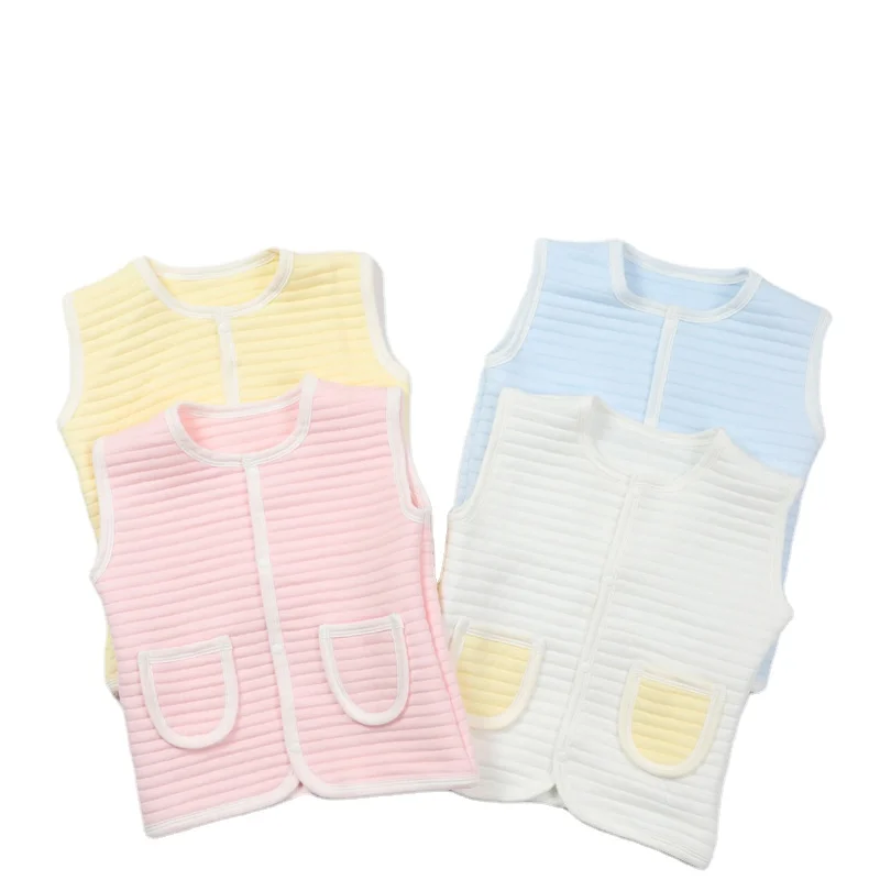 
Wholesale Solid Color Organic Cotton Unisex Infant To Toddler Spring Autumn Baby Vest Waistcoat With Button 
