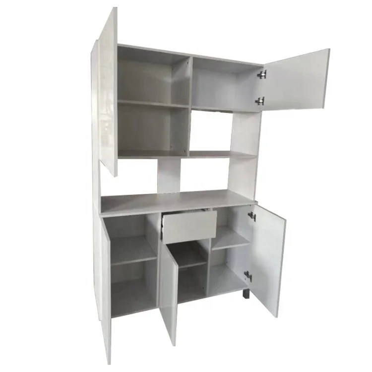 Modular High Gloss White wooden dining kitchen cabinet