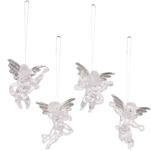 Christmas Decorations Transparent Angel Pendant Christmas Tree Acrylic Silver Wings Angel Pendant