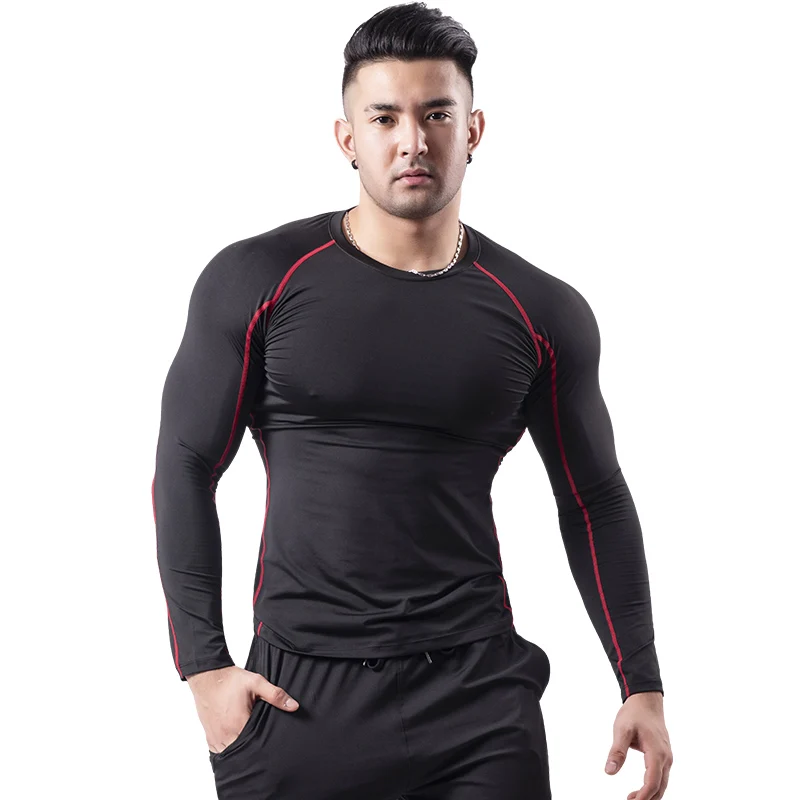 Brand New Fitness Men Seamless Tight Long Sleeve T Shirts Running Sports Gym wear Compression T Shirt For Wholesales