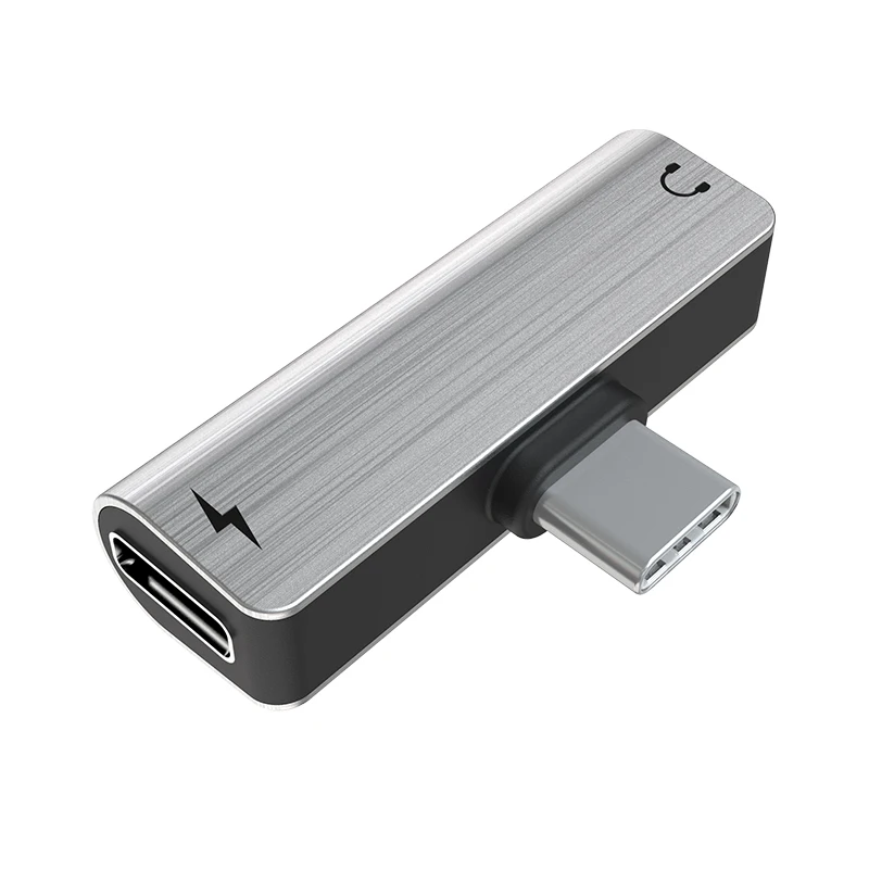 OEM service stainless steel material 2 in 1 usb to usb c cable aux cable 3.5mm adapter