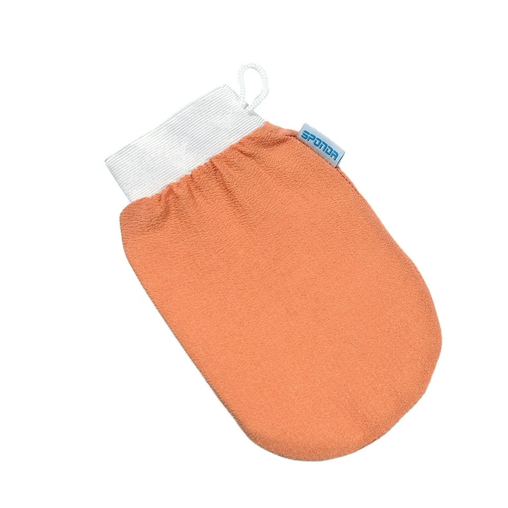 Oem Embroidery Logo Rayon Skin Peeling Bathing  Exfoliating Gloves