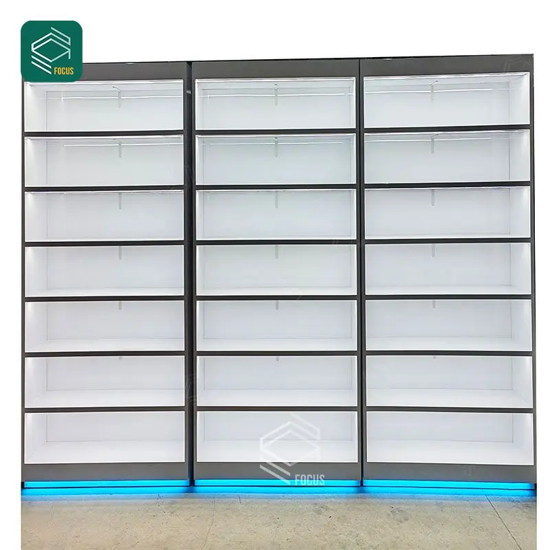 Custom Cigarettes Multiple Cabinet Rack Shelf Glass Tobacco Display Cases Led Light Smoke Shop Display
