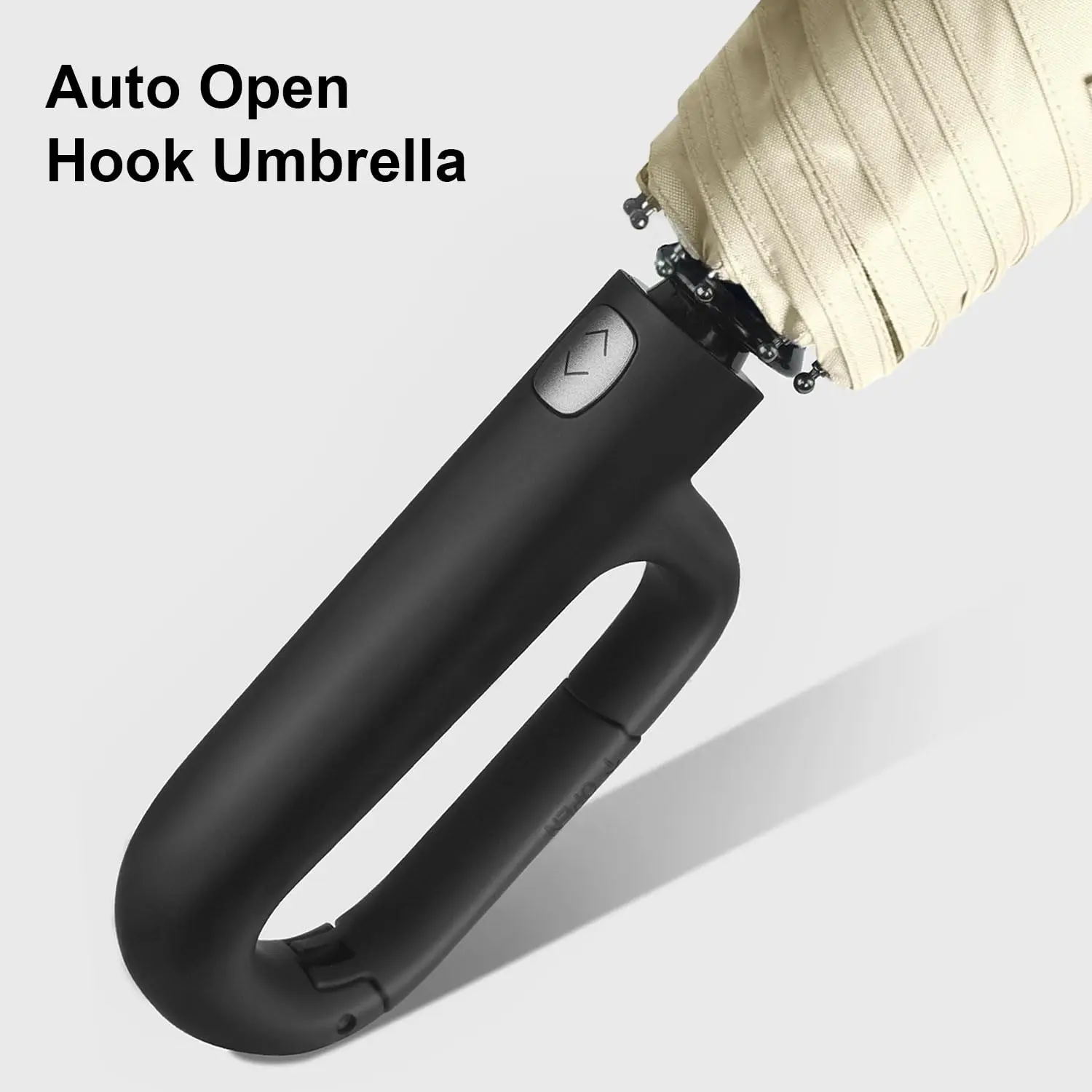 Custom Small Travel Automatic Umbrella with Novel Carabiner Handle Compact Folding Design for Adults