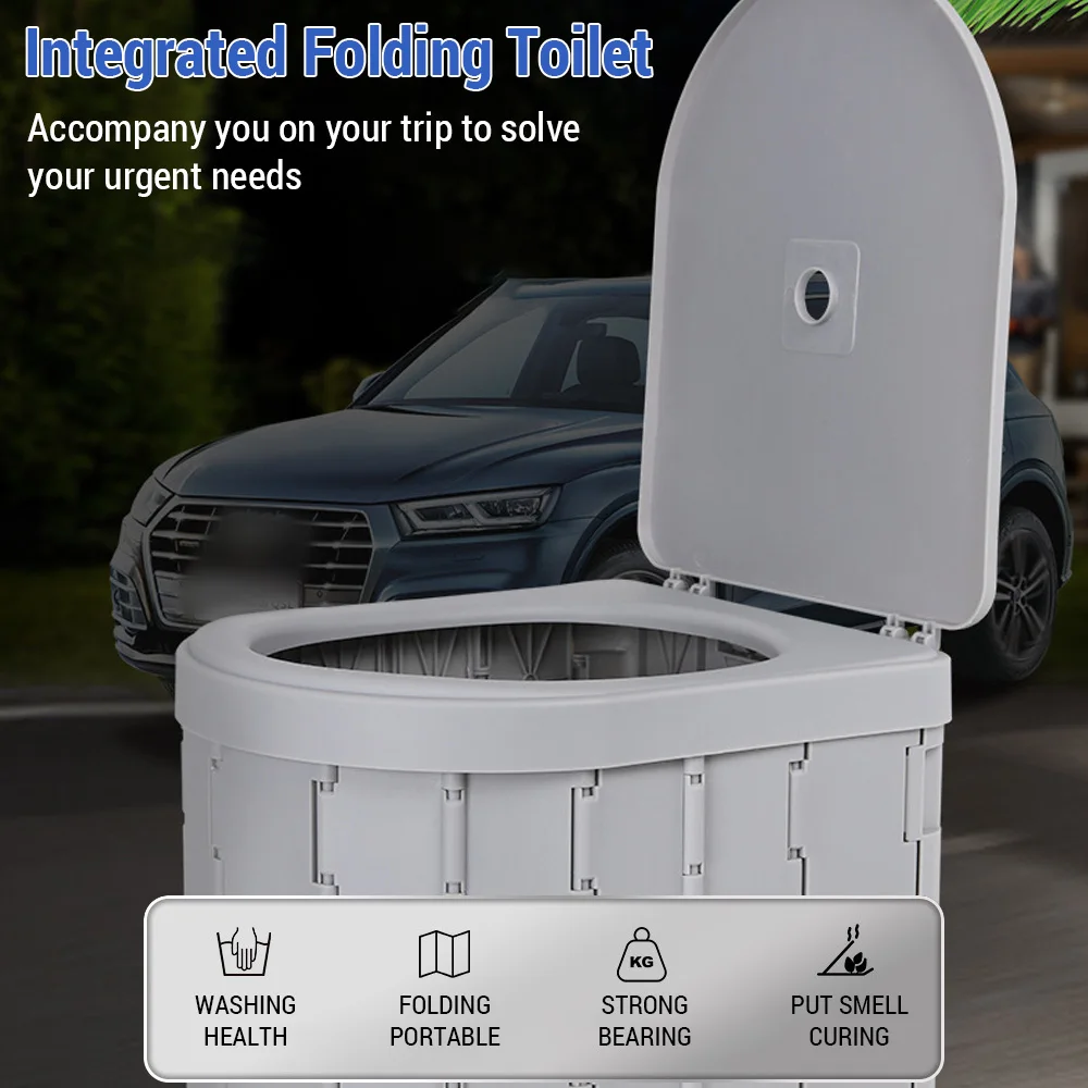 Portable Toilet for Camping Convenient Car-mounted Folding Travel Outdoor Potty Odor-proof and Non-slip