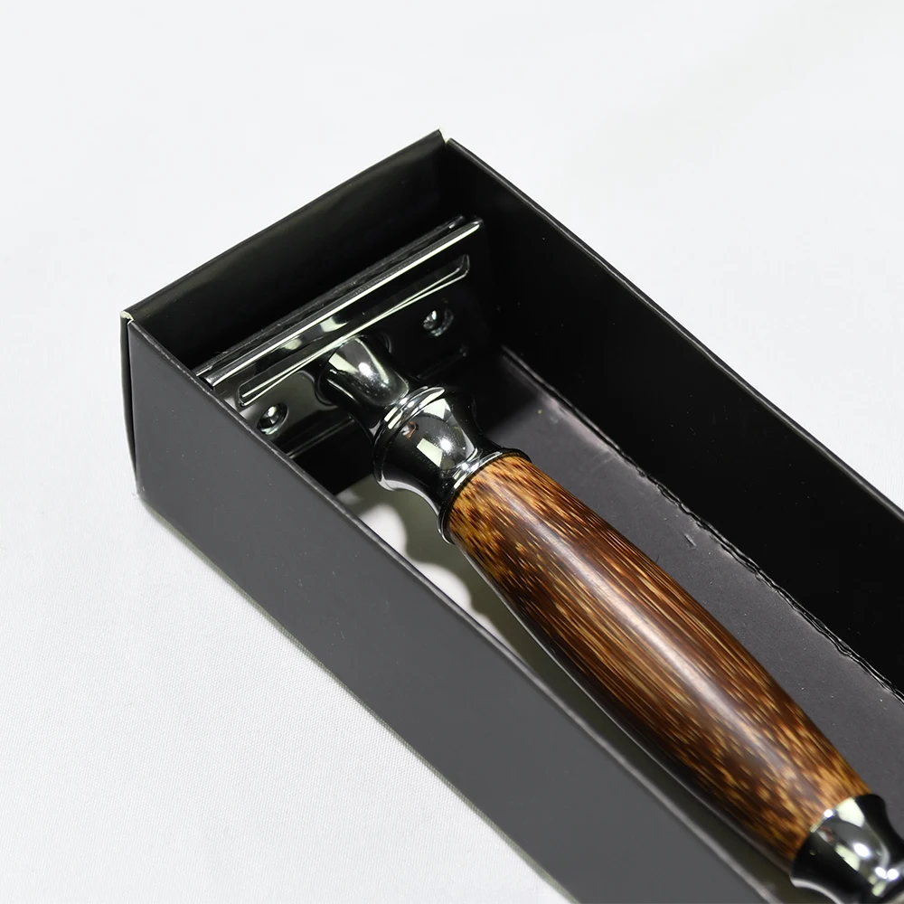 Мужская Безопасная бритва из бамбука с двойным краем из нержавеющей стали