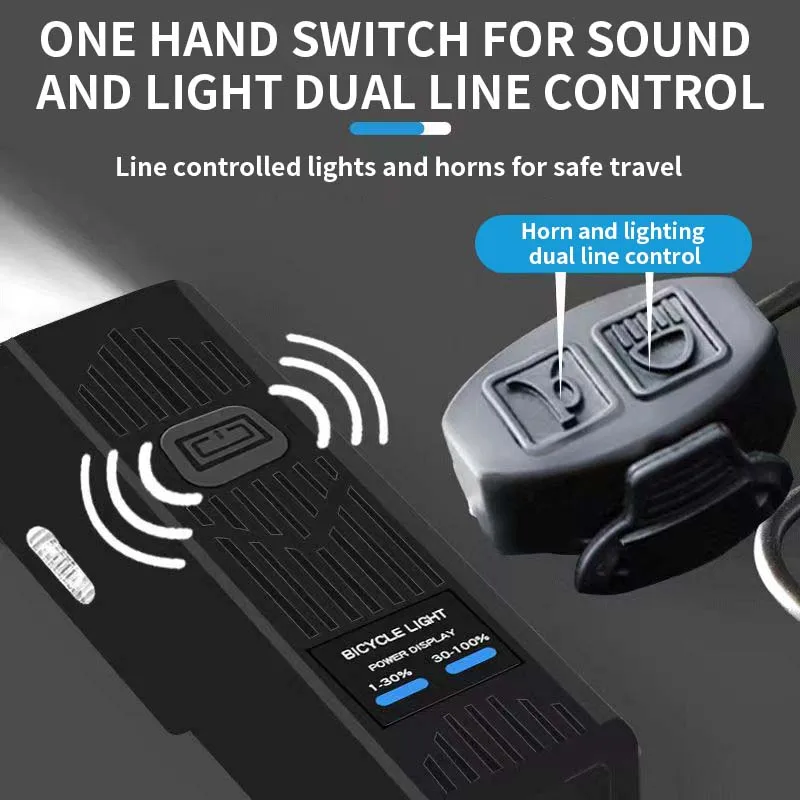 360 Rotatable 2000 Mah Motor Bike light Waterproof Rechargeable LED Bicycle Light with Horn