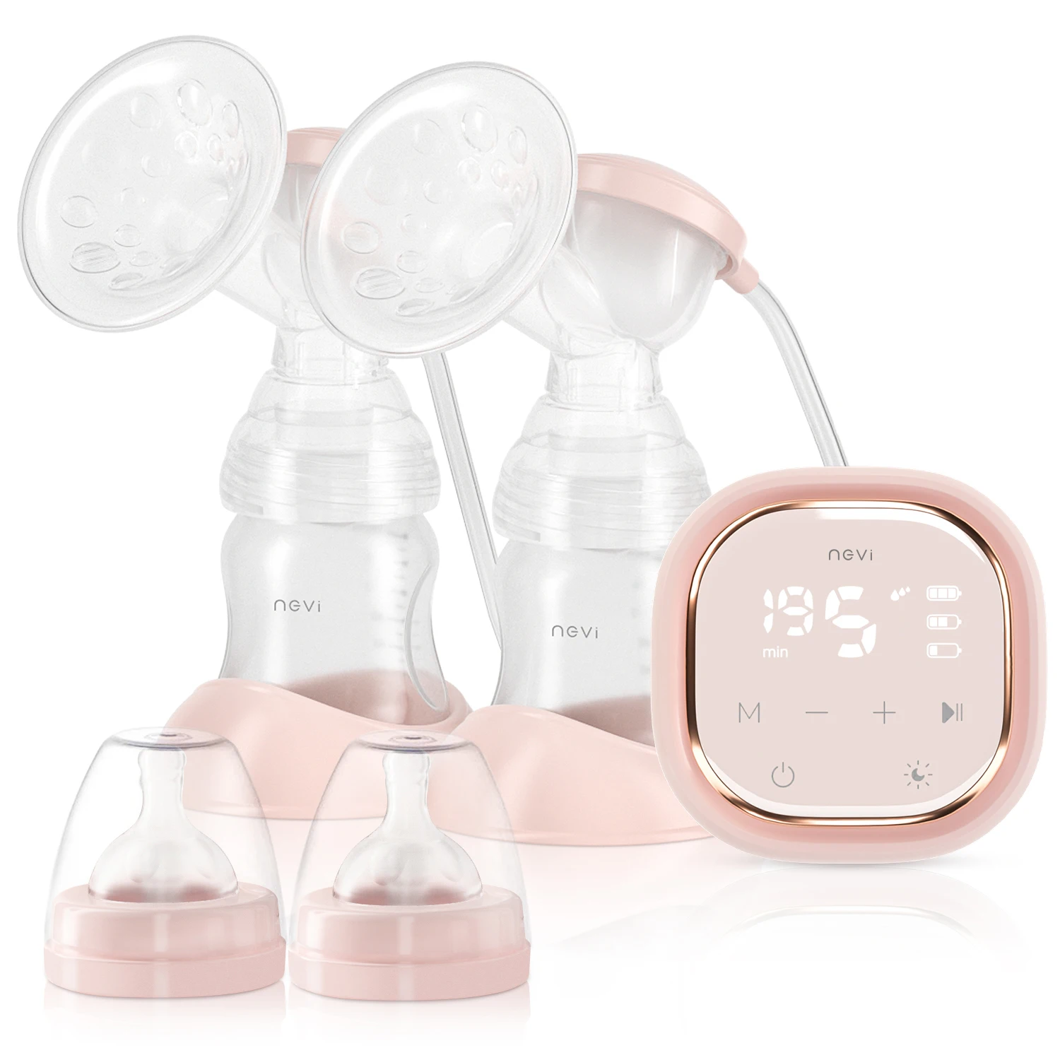 NCVI Breastfeeding Electric Milk Extractor Silicone Rechargeable Double Breast Pump with Bottles