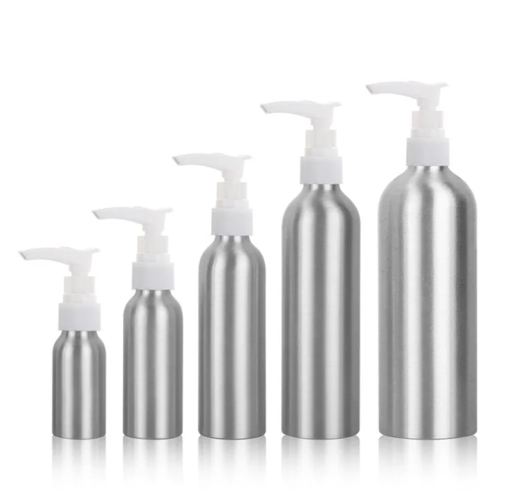 50ml cosmetic aluminium bottle for shampoo with plastic cleansing oil Clip Lock Pump lid