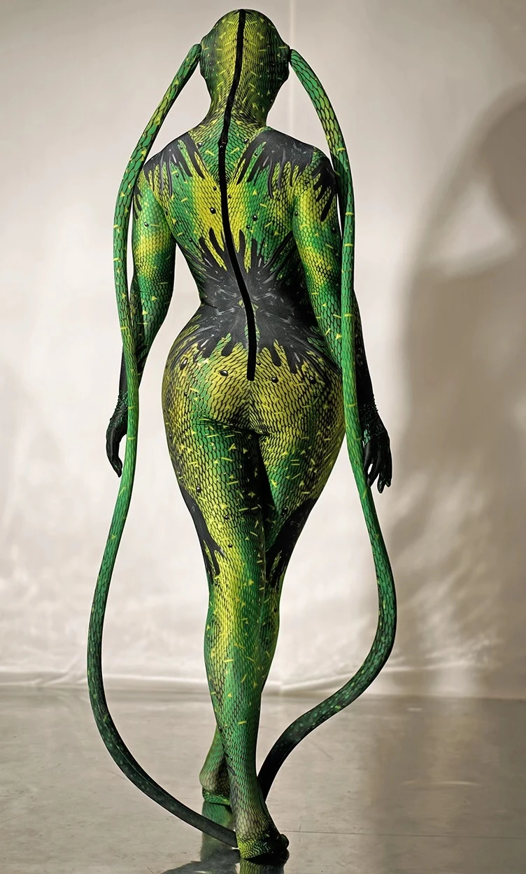 Halloween Horror Fly Tentacles Alien Cosplay Stage Costumes Lady One Piece Jumpsuit Women Performance Wear