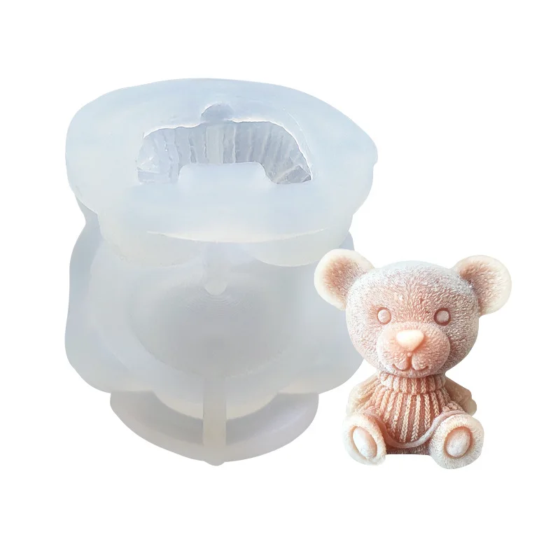 Milk tea coffee ice hockey aromatherapy candle gypsum bear mold  Cartoon animal bear ice silicone mold