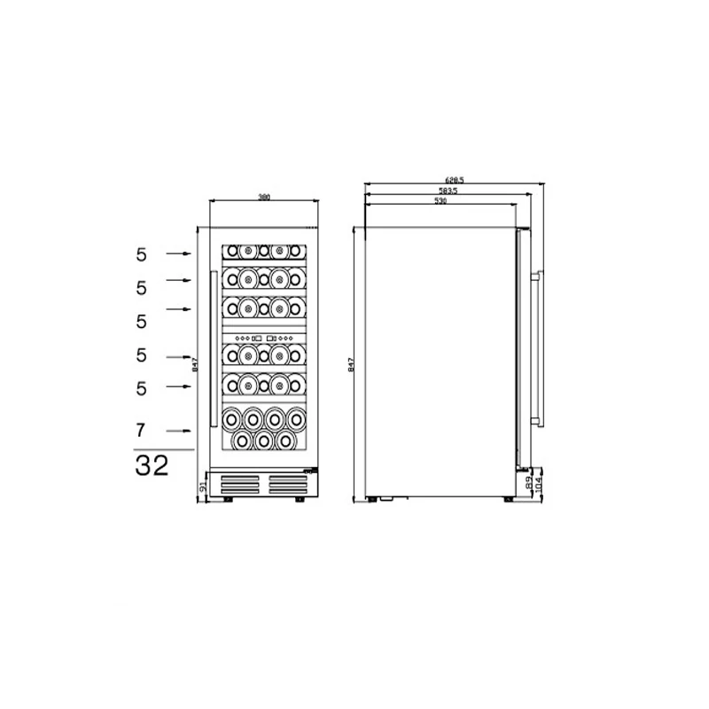 High Quality Wine Bottle Cooler Stainless Steel Wine Refrigerator Build in Wine Cooler