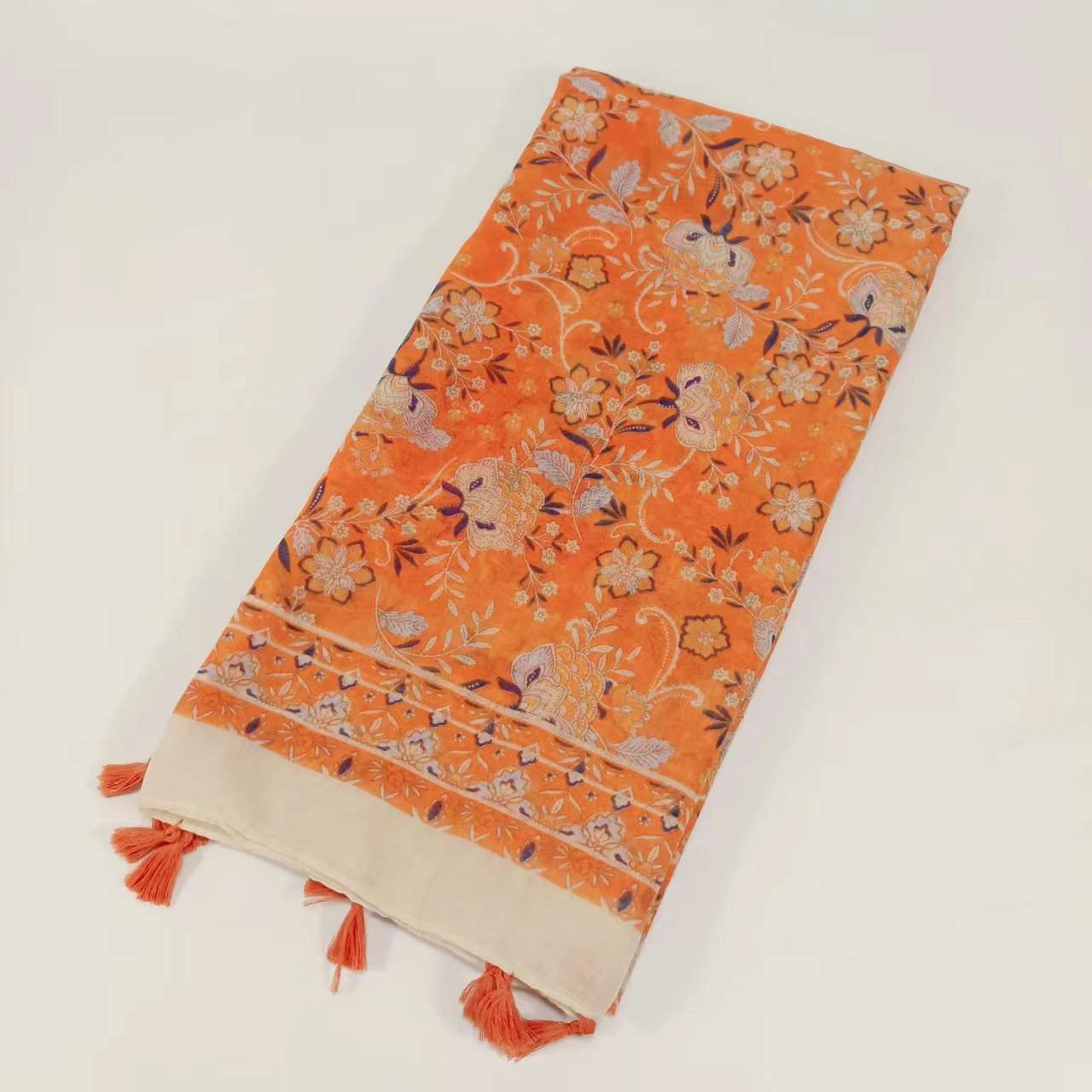 Wholesale custom ladies printed cotton viscose hijab shawl fashion women flowers muslim cotton scarf