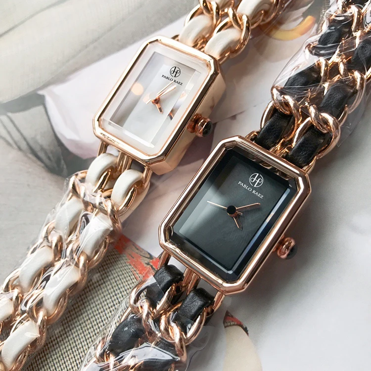2022 Vintage Fashion Crystal Rose Gold Square Ladies Watch Bracelet Cheap Quartz Watch