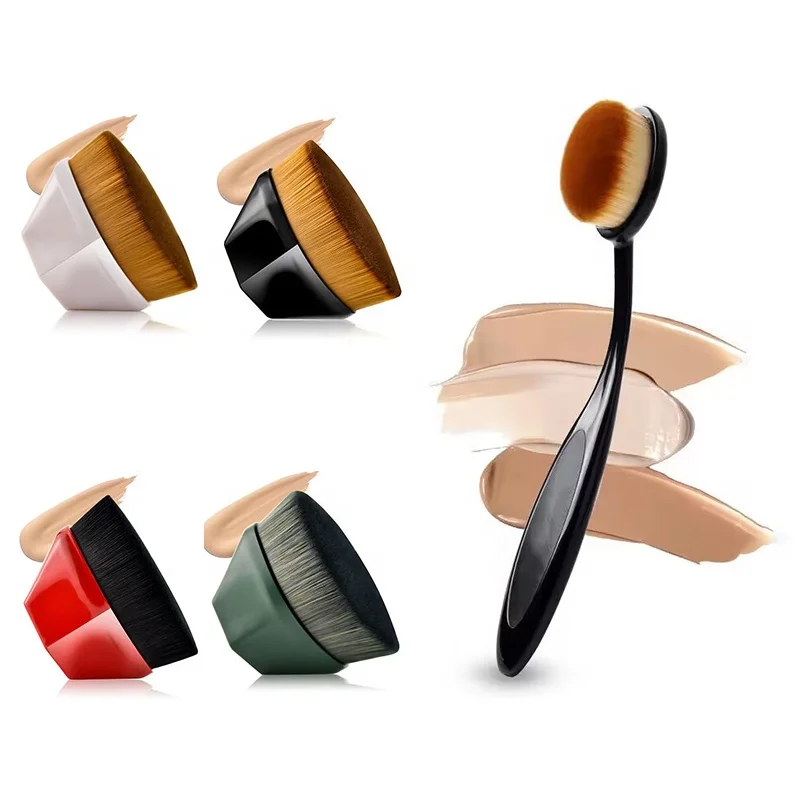 Customized Black Color Magic Makeup Long Handle Foundation Brushes Private Label Makeup Brushes