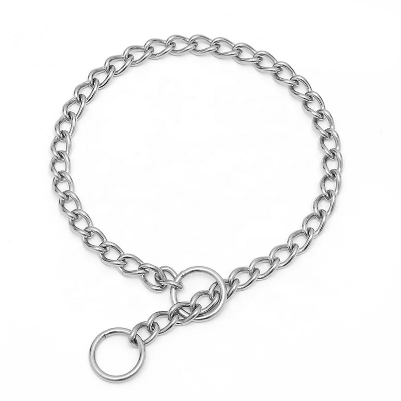 pet accessory chrome plated stainless steel pet training chain collar og choke chain collar