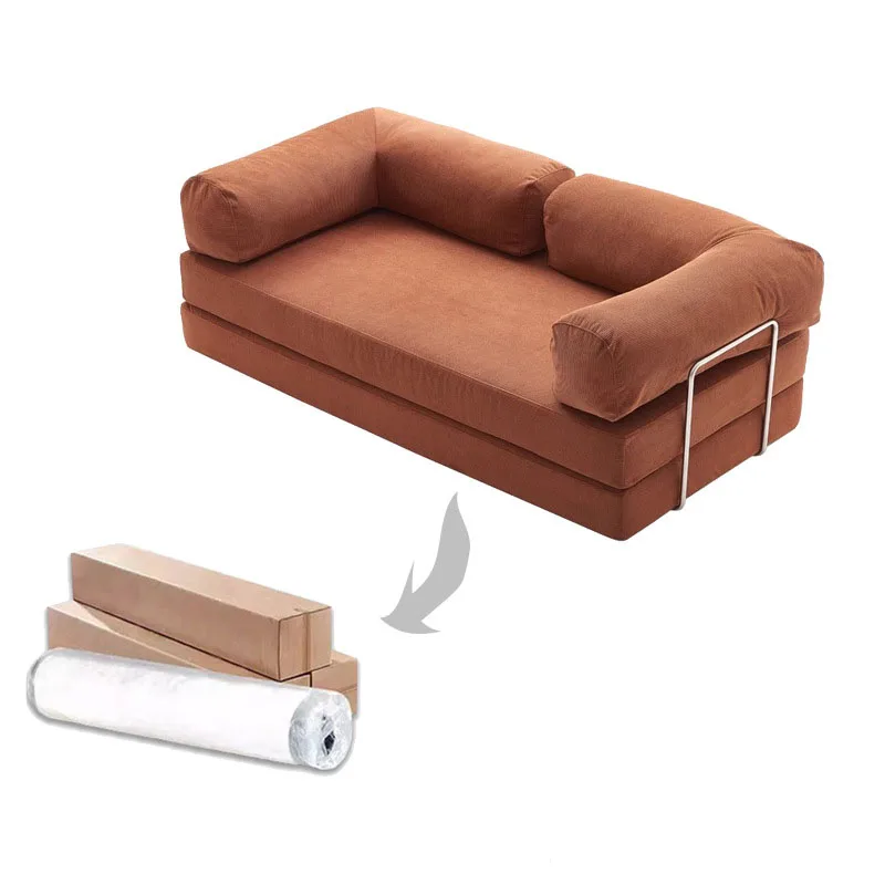 BIXONWOOD Modern Modular Tufted Reclining Bed Set New Design Vacuum Compressing Sofa Bed Art Corduroy Modern Straight Sand Couch
