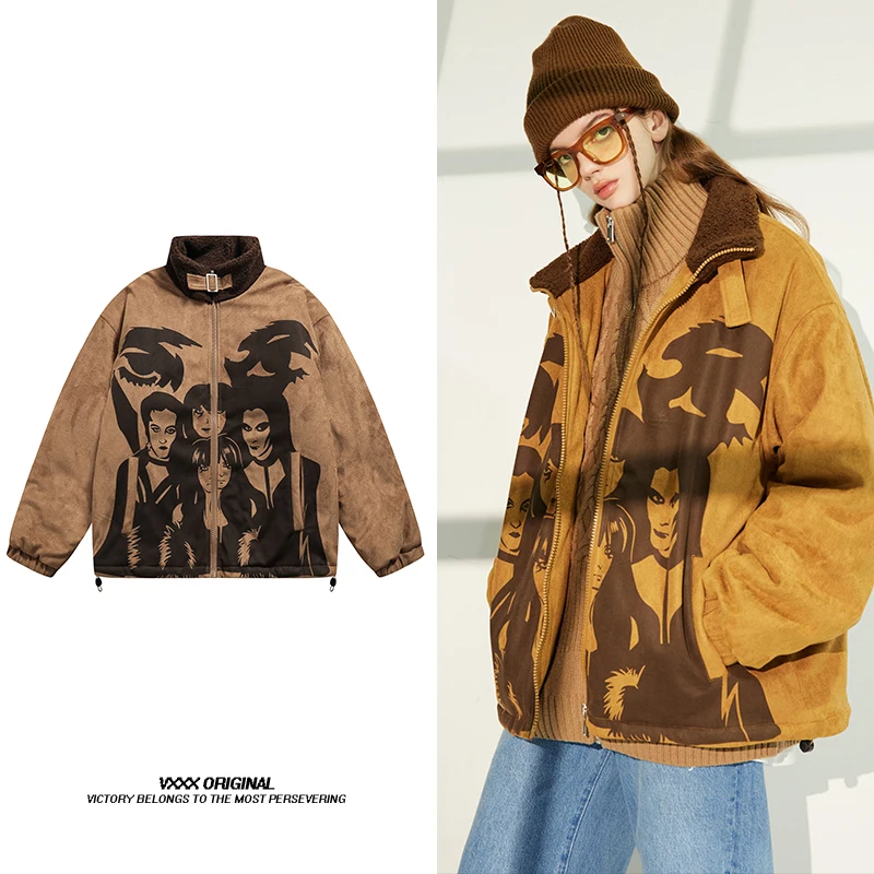 Autumn Winter New Long Sleeve Cowboy Wind Handsome Jacket Women Vintage Brown Color Slim Boyfriend Style Suede Jacket Coat