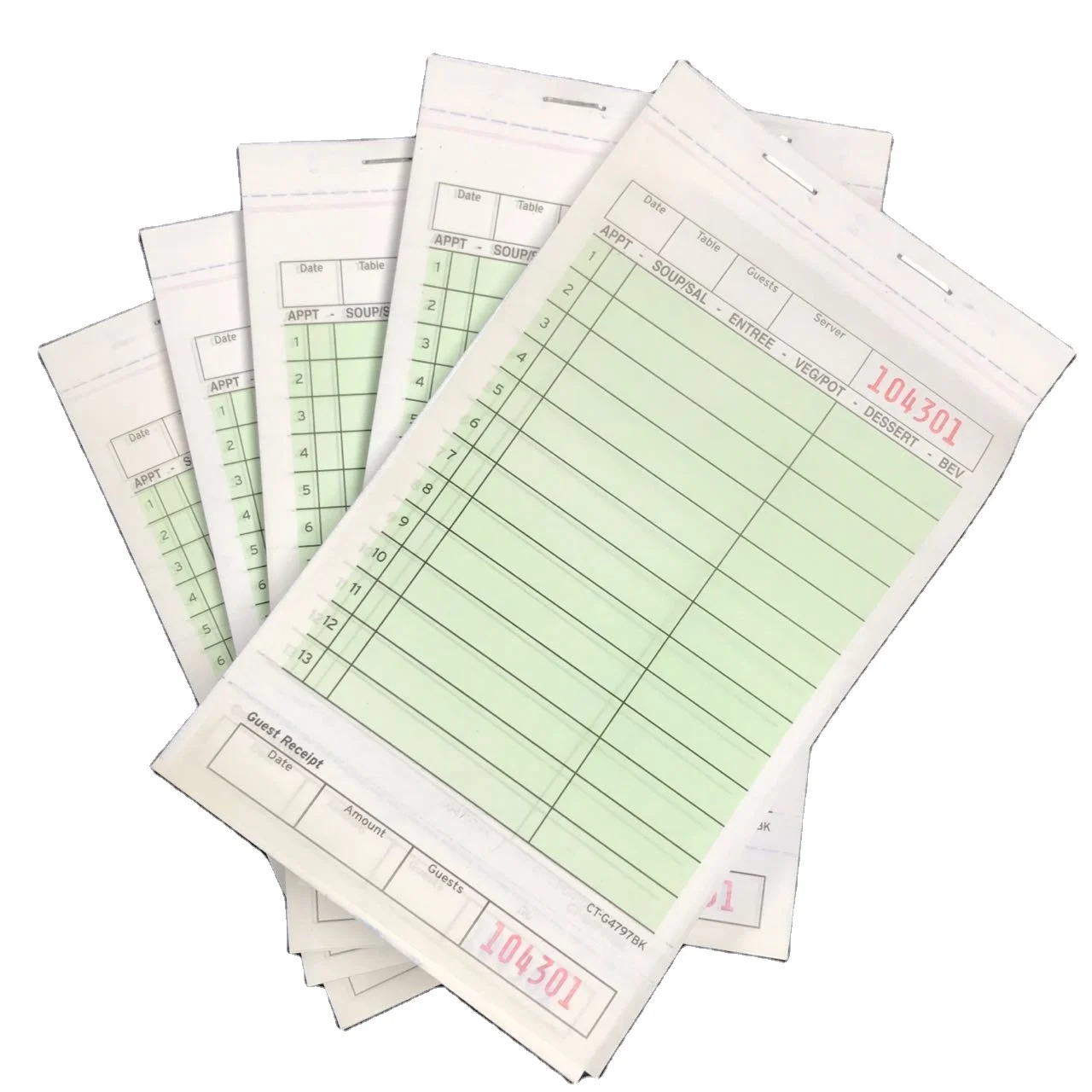 2024 TIMI CT-G4797BK 2parts NCR paper guest check  1st paper 2nd card