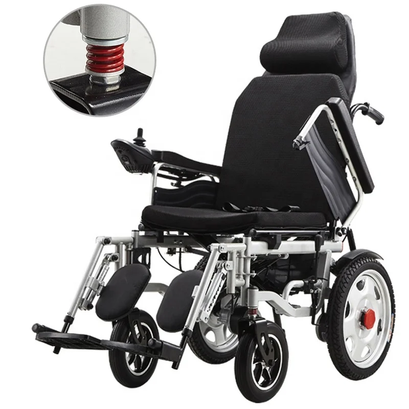 Steel Electric Folding Lightweight Wheelchair For The Elderly Disabled Electric Wheelchair Can Lie Flat