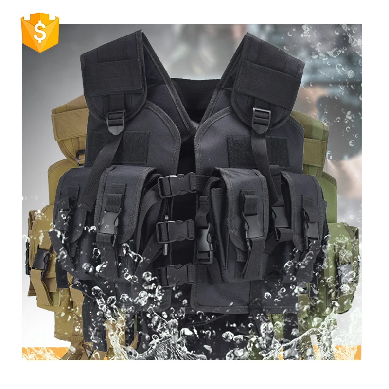 
600D Waterproof Camouflage Fashion Men Classic Police Security Assault Tactical Military Vest With Ammo Pouch 