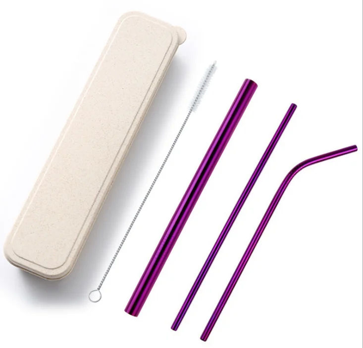 Colored Straw 304 Stainless Steel Straws Reusable Bent Metal Drinking Straw