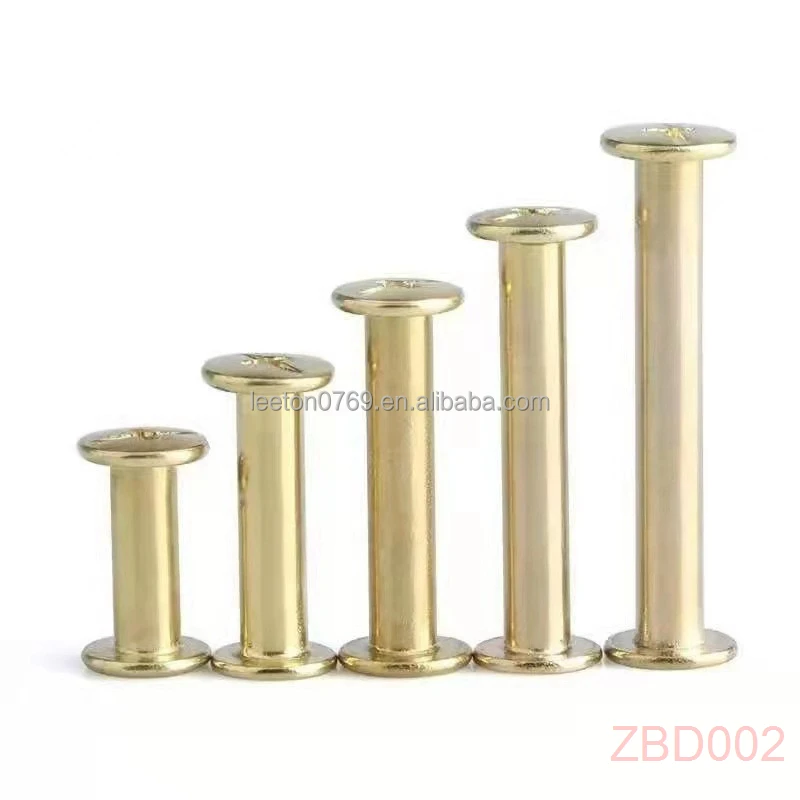Stock supply 4mm - 295mm long gold metal binding chicago screws for menu and books