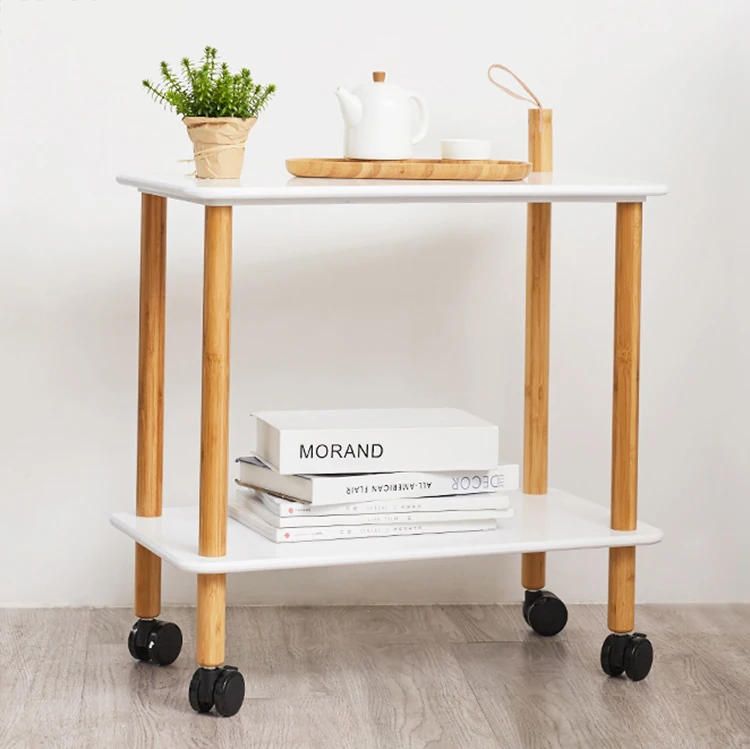 
Custom Bamboo and wooden Kitchen Trolley with Wheels and Handle 