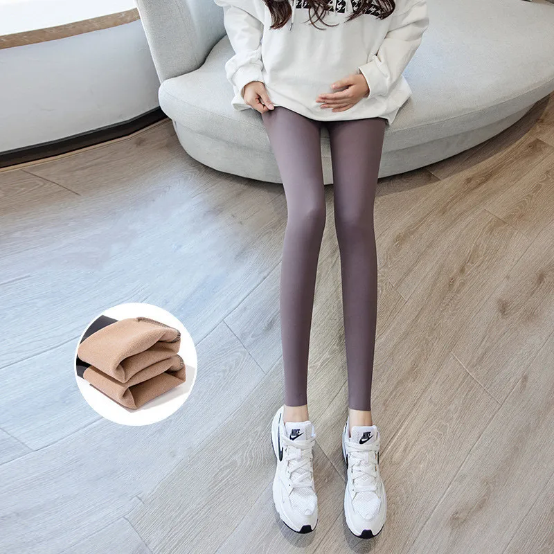Maternity pants Fall/winter plus fleece slimming shark pants high waist belly support wearing yoga maternity leggings