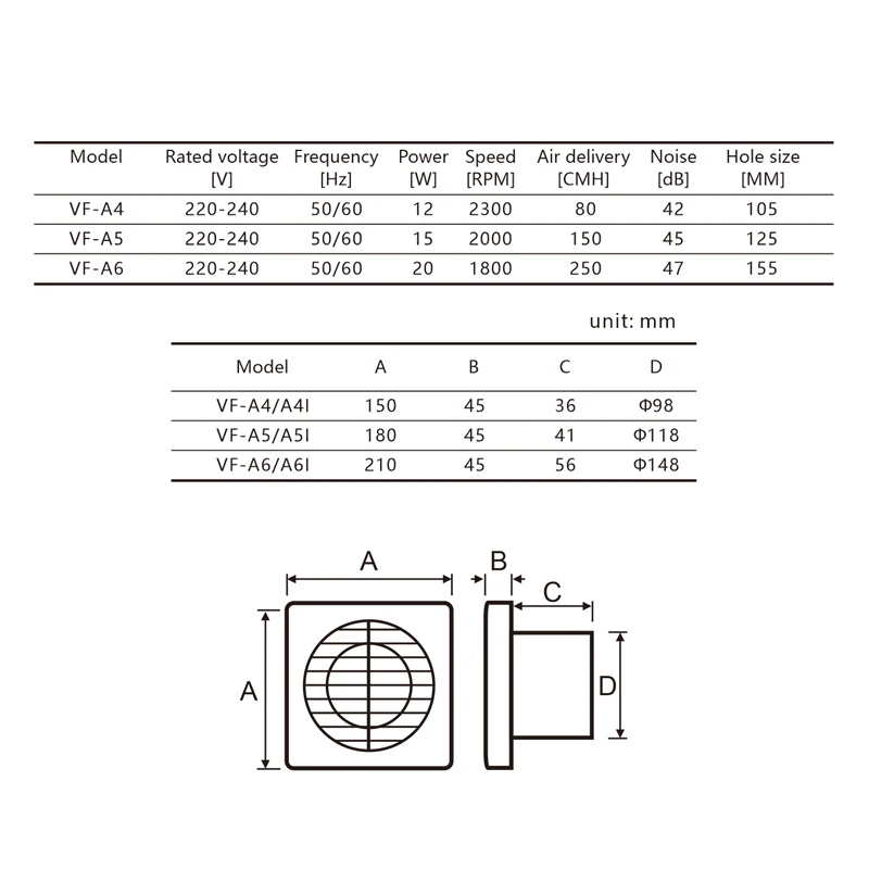 Angega A4 5 6 inch Window shutter bathroomPlastic Kitchen Ventilation Fan Human body induction Wall mounted  exhaust fan