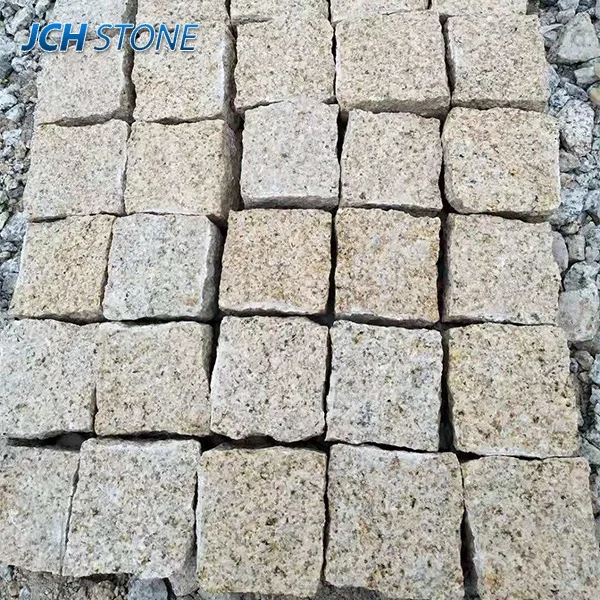 G682 yellow rust granite cubes cobblestone paving stone