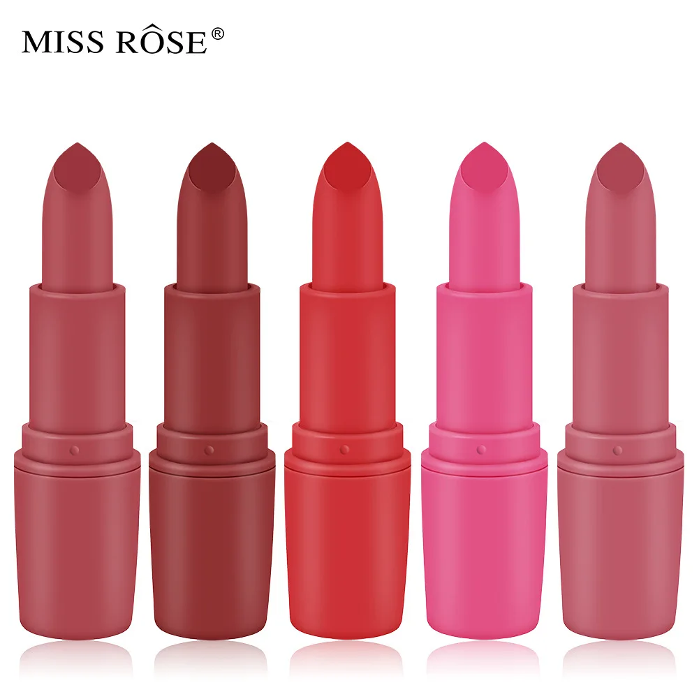 Матовая помада Miss Rose в форме пули матовая с красным кремом для рта товары макияжа через границу