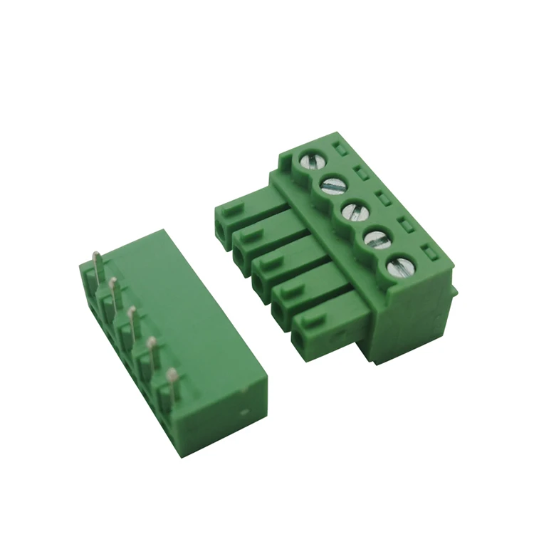 
3.5mm pitch 5way male and female terminal block 5 pole right pin header pcb bronze screw wire to board terminal block 